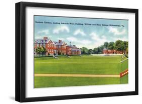 Williamsburg, VA, William and Mary College View of the Sunken Garden, Wren Building-Lantern Press-Framed Art Print