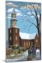 Williamsburg, Virginia - Bruton Parish Daytime Winter Scene-Lantern Press-Mounted Art Print
