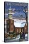 Williamsburg, Virginia - Bruton Parish in Snow-Lantern Press-Stretched Canvas