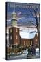 Williamsburg, Virginia - Bruton Parish in Snow-Lantern Press-Stretched Canvas
