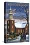 Williamsburg, Virginia - Bruton Parish in Snow-Lantern Press-Stretched Canvas