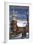 Williamsburg, Virginia - Bruton Parish in Snow-Lantern Press-Framed Art Print