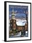 Williamsburg, Virginia - Bruton Parish in Snow-Lantern Press-Framed Art Print