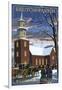 Williamsburg, Virginia - Bruton Parish in Snow-Lantern Press-Framed Art Print