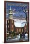 Williamsburg, Virginia - Bruton Parish in Snow-Lantern Press-Framed Art Print