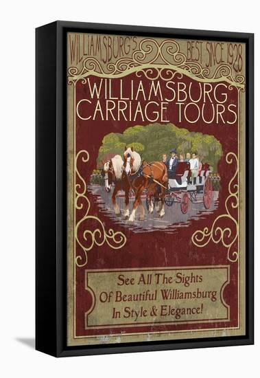 Williamsburg, Virginia - Carriage Tours Vintage Sign-Lantern Press-Framed Stretched Canvas