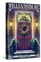 Williamsburg, Virginia - Christmas Door-Lantern Press-Stretched Canvas