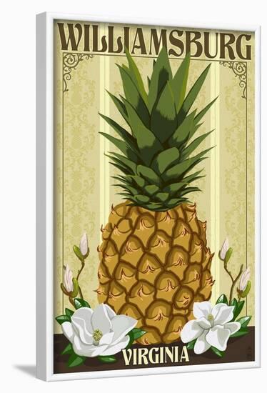 Williamsburg, Virginia - Colonial Pineapple-Lantern Press-Framed Art Print