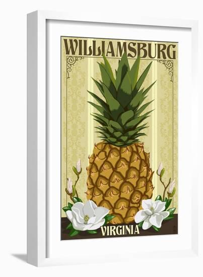 Williamsburg, Virginia - Colonial Pineapple-Lantern Press-Framed Art Print