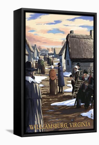 Williamsburg, Virginia - Colonial Scene-Lantern Press-Framed Stretched Canvas