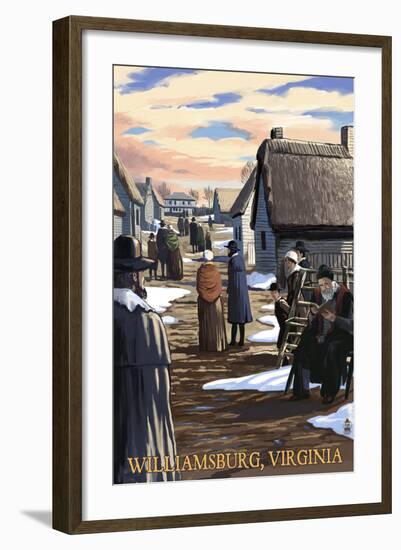 Williamsburg, Virginia - Colonial Scene-Lantern Press-Framed Art Print