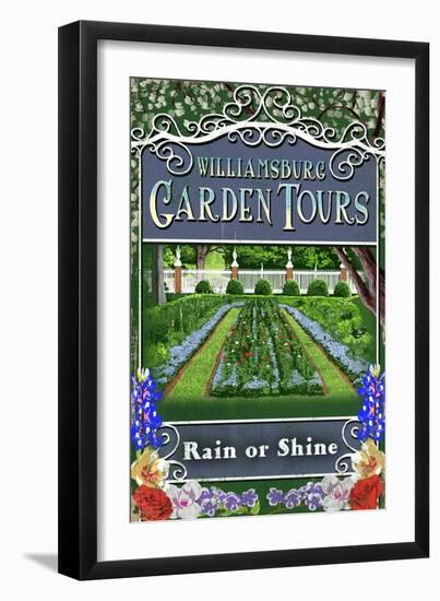 Williamsburg, Virginia - Garden Tours Vintage Sign-Lantern Press-Framed Art Print