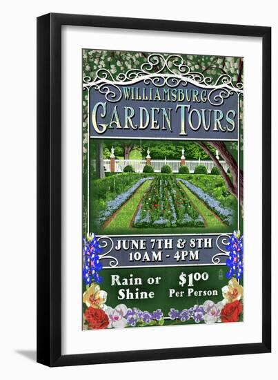 Williamsburg, Virginia - Garden Tours-Lantern Press-Framed Art Print