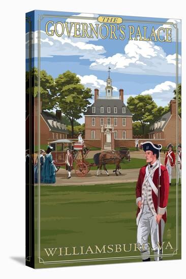 Williamsburg, Virginia - Governor's Palace in Spring-Lantern Press-Stretched Canvas