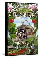 Williamsburg, Virginia - Montage Scenes-Lantern Press-Framed Stretched Canvas