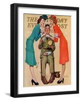"Willie Gillis at the U.S.O." Saturday Evening Post Cover, February 7,1942-Norman Rockwell-Framed Giclee Print