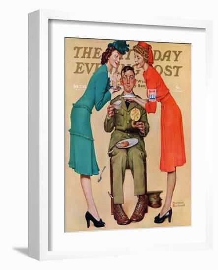 "Willie Gillis at the U.S.O." Saturday Evening Post Cover, February 7,1942-Norman Rockwell-Framed Giclee Print