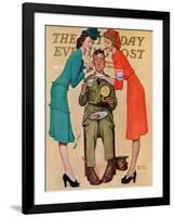 "Willie Gillis at the U.S.O." Saturday Evening Post Cover, February 7,1942-Norman Rockwell-Framed Giclee Print