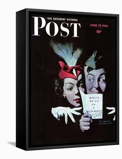 "Willie Gillis in a Blackout" Saturday Evening Post Cover, June 27,1942-Norman Rockwell-Framed Stretched Canvas