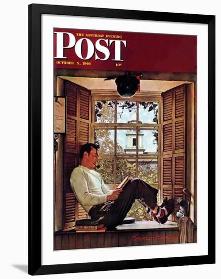 "Willie Gillis in College" Saturday Evening Post Cover, October 5,1946-Norman Rockwell-Framed Premium Giclee Print