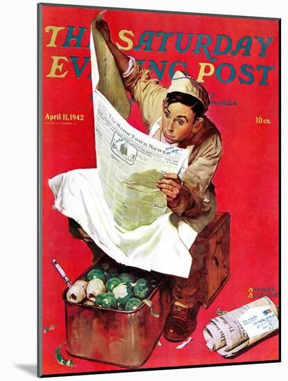 "Willie Gillis on K.P" Saturday Evening Post Cover, April 11,1942-Norman Rockwell-Mounted Premium Giclee Print