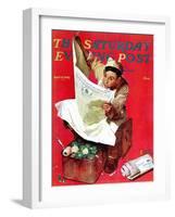 "Willie Gillis on K.P" Saturday Evening Post Cover, April 11,1942-Norman Rockwell-Framed Giclee Print