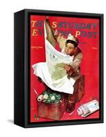 "Willie Gillis on K.P" Saturday Evening Post Cover, April 11,1942-Norman Rockwell-Framed Stretched Canvas