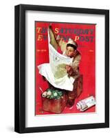 "Willie Gillis on K.P" Saturday Evening Post Cover, April 11,1942-Norman Rockwell-Framed Giclee Print