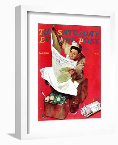 "Willie Gillis on K.P" Saturday Evening Post Cover, April 11,1942-Norman Rockwell-Framed Giclee Print