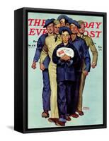 "Willie Gillis' Package from Home" Saturday Evening Post Cover, October 4,1941-Norman Rockwell-Framed Stretched Canvas