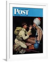 "Willie's Rope Trick" Saturday Evening Post Cover, June 26,1943-Norman Rockwell-Framed Giclee Print