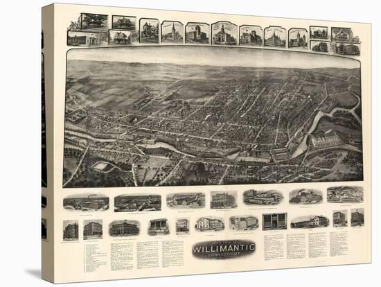 Willimantic, Connecticut - Panoramic Map-Lantern Press-Stretched Canvas