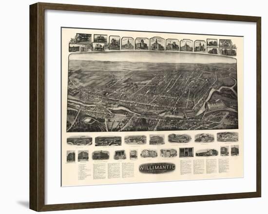 Willimantic, Connecticut - Panoramic Map-Lantern Press-Framed Art Print