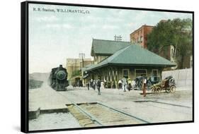 Willimantic, Connecticut - Railroad Station Exterior View-Lantern Press-Framed Stretched Canvas