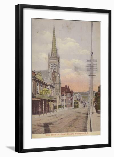 Willis Street and St Peter's Church, Wellington, New Zealand-null-Framed Photographic Print