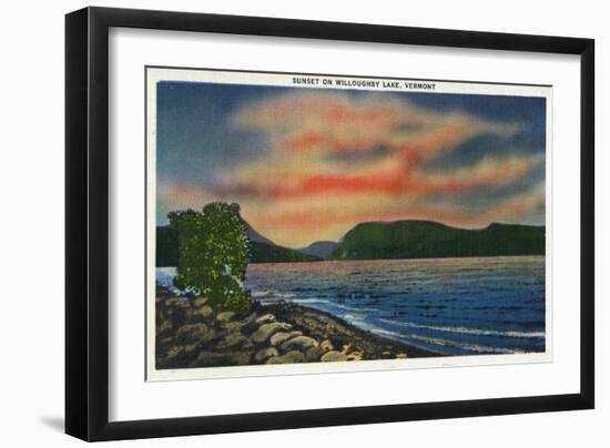 Willoughby Lake, Vermont, Sunset Scene on the Lake-Lantern Press-Framed Art Print