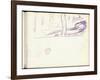 Willow and Water Lilies (Purple Pencil on Paper)-Claude Monet-Framed Giclee Print