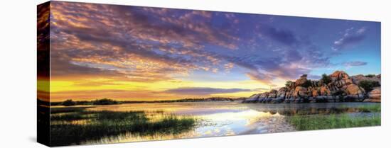 Willow Lake Spring Sunset-Bob Larson-Stretched Canvas