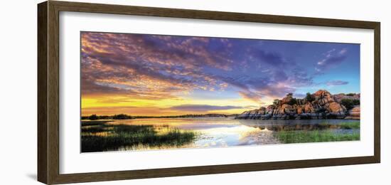 Willow Lake Spring Sunset-Bob Larson-Framed Art Print