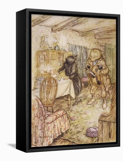Willows, Rat and Beer-Arthur Rackham-Framed Stretched Canvas