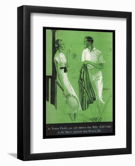 Wills's Gold Flake at Tennis Parties, The Man's Cigarette That Women Like-null-Framed Art Print