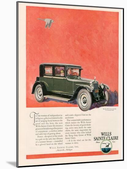 Wills Sainte Claire, Magazine Advertisement, USA, 1925-null-Mounted Giclee Print