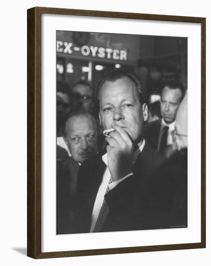 Willy Brandt Arriving for Foreign Ministers Conference-James Burke-Framed Premium Photographic Print