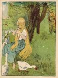 The Goose Girl Combs Her Long Blond Hair-Willy Planck-Art Print