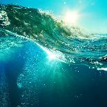 Three Beautiful Dolphins Jumping over Breaking Waves. Hawaii Pacific Ocean Wildlife Scenery. Marine-Willyam Bradberry-Photographic Print