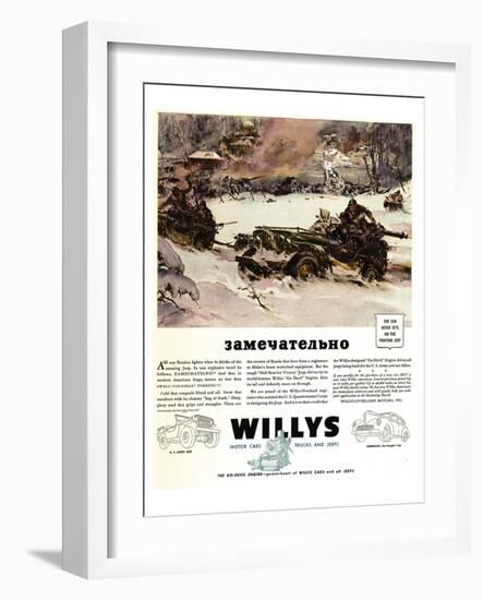 Willys Jeep Zamechatelno Ad'42-null-Framed Art Print