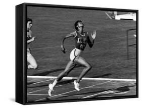 Wilma Rudolph, Across the Finish Line to Win One of Her 3 Gold Medals at the 1960 Summer Olympics-Mark Kauffman-Framed Stretched Canvas