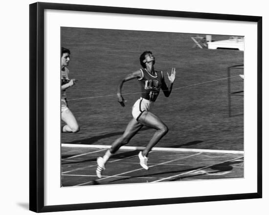 Wilma Rudolph, Across the Finish Line to Win One of Her 3 Gold Medals at the 1960 Summer Olympics-Mark Kauffman-Framed Premium Photographic Print