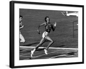 Wilma Rudolph, Across the Finish Line to Win One of Her 3 Gold Medals at the 1960 Summer Olympics-Mark Kauffman-Framed Premium Photographic Print