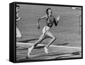 Wilma Rudolph, Across the Finish Line to Win One of Her 3 Gold Medals at the 1960 Summer Olympics-Mark Kauffman-Framed Stretched Canvas